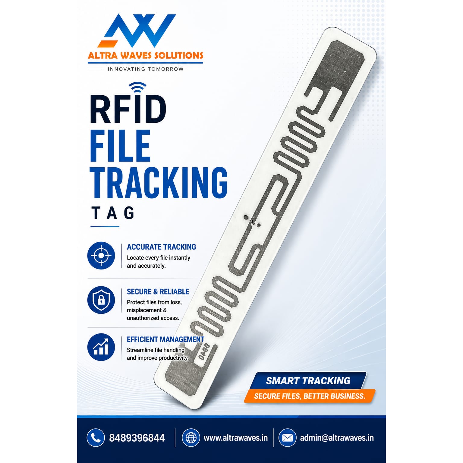 RFID file tracking tag for document and file management